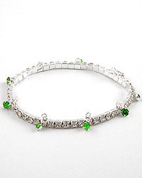 Silver (rhodium) Lead&nickel Free / Blue Rhinestones / Stretch / Anklet