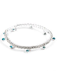 Silver (rhodium) Lead&nickel Free / Blue Rhinestones / Stretch / Anklet