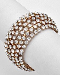 Goldtone / Clear Crystals / Stretch Bracelet