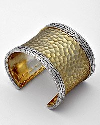 Silvertone / Gold Plated Cuff Bracelet W/ Snake Skin Texture