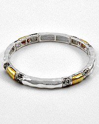 Antique Silver Stone Stretch Bracelet