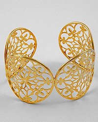 Gold Tone / Flower Design / Lead Free / Cuff / Bracelet