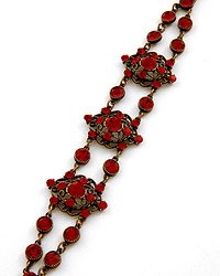 Black Nickel Tone / Red Crystals Bracelet