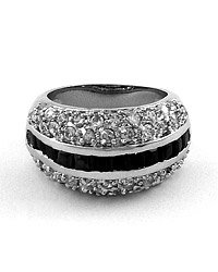 Silver Tone / Clear & Black Cz Band