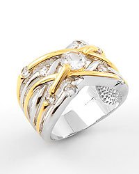 Silver Clear Gold / Cubic Zirconia Metal Ring