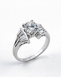Rhodium Cubic Zirconia Ring