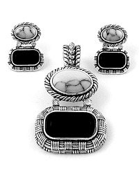 Silver Tone / Multi Gemstones / Post (earrings) / Pendant & Earring Set