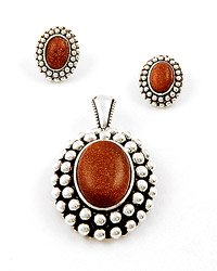 Antique Silver / Amethyst Gemstone / Post (earrings) / Pendant & Earring Set