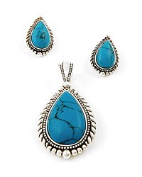 Antique Silver / Turquoise Gemstone / Post (earrings) / Pendant & Earring Set
