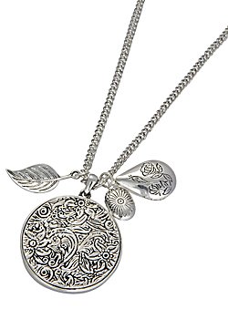 An etched floral disc pendant
