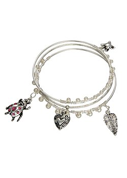 Set of three textured antique silver bangles