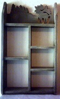 WOOD WALL SHELVE - MOOSE & TREES - DEEP GREEN - 23 1/2" TALL
