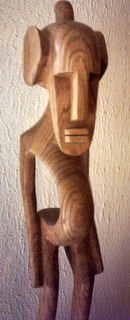 POTBELI AFRICAN WOOD CARVING 19 3/4" TALL - BEAUTIFUL WOOD