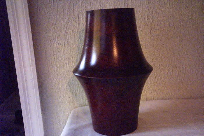 MAHOGANY WOOD VASE - INVERTED WOOD TURNED - NEW ITEM