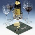 Silverplated & Marble Wine & Cheese Set for 4 - 12 piece