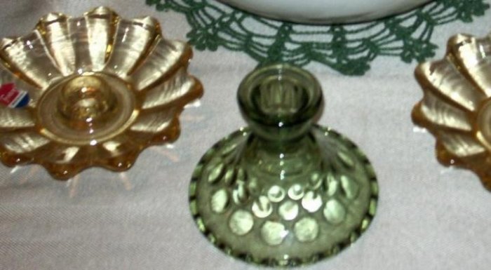 Vintage Glass Candle Stick Holder - Mid 20th Century Made in the USA