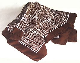 BROWN & WHITE PLAID 26" SQUARE SCARF