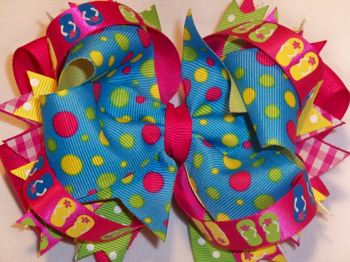 Boutique Flip Flop Summertime Hair Bow