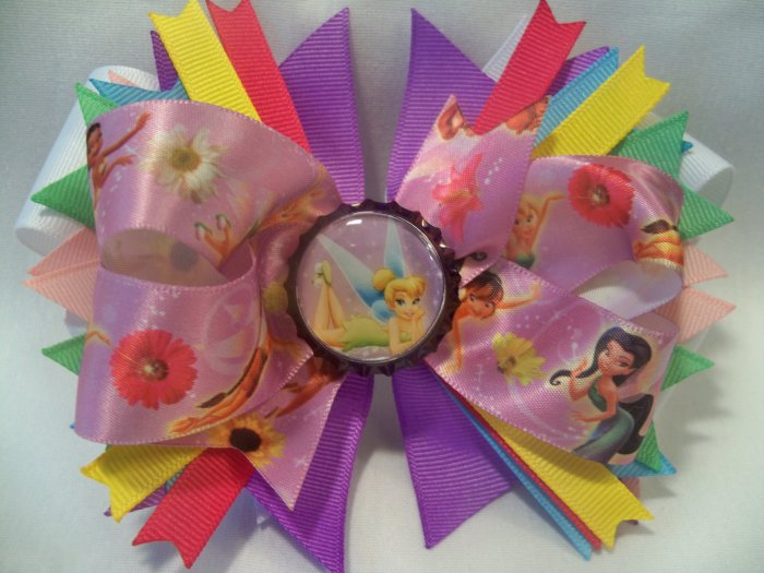 Boutique Tinkerbell and Friends Bottle Cap Hair Bow