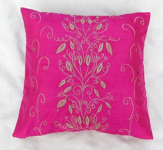 Simply luxury pink raw silk cushion cover