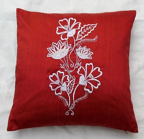 Simply luxury rust red raw silk cushion cover rs 067