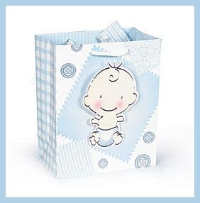 It's a Boy Buttons & Bows Baby shower gift bag with tag