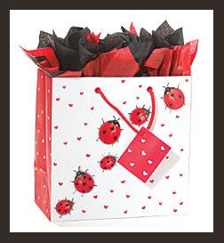 Ladybug & Hearts gift bag wrap supplies black white red