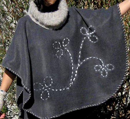 Gifts For Mom $30..$50_Handmade_Gray_Pancho_Cape_Fleece