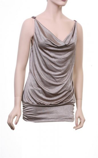 Wet Seal Light Brown/Gold Sleeveless Top/Blouse M L XL