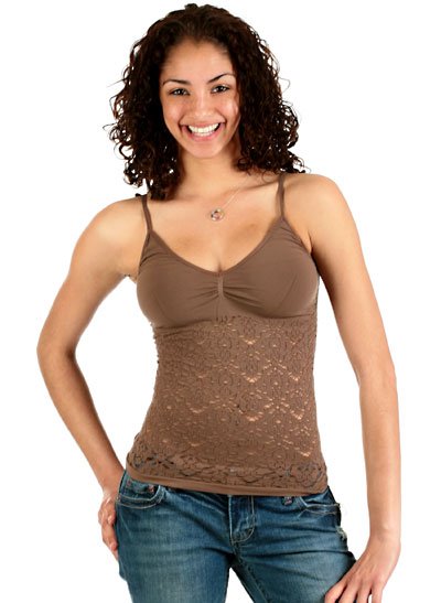 Guess Jeans Stretch Brown/Cocoa Lace Tank XS/S X-Small!