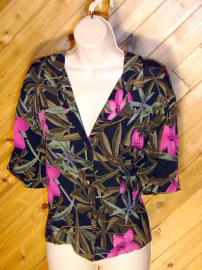 Chico's Tropical SS Summer Top 3 L 14/16 CHICOS