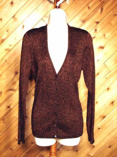 Chico's Chicos Glitzy Bronze LS Cardigan 2 M 10/12 NWT