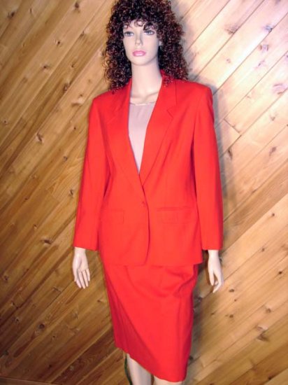 Pendleton Red Blazer Skirt Wool Suit 12