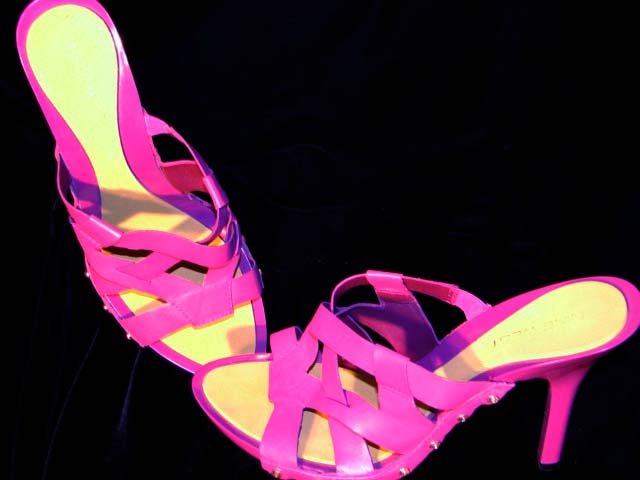 Nine West Purple Leather Strappy Sandal Slip Shoe 7.5B