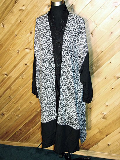 Lotus Trader Flowing Bohemian B/W Open Jacket Duster XL