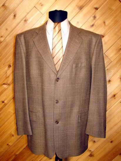 Stafford Mens Brn Tweed 3 Btn Wool Blazer 42R +Silk Tie