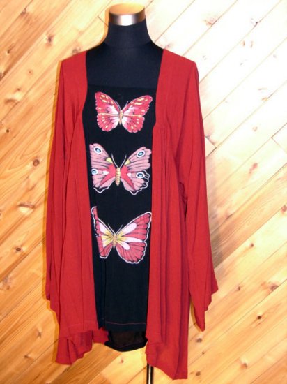 Lotustraders Butterfly Blouse Tunic Top OSFA NWT