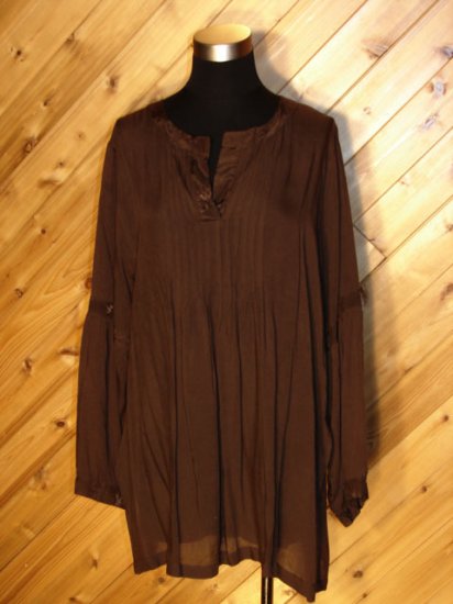 Lotustraders Chocolate Brown Blouse Tunic Top OSFA NWT