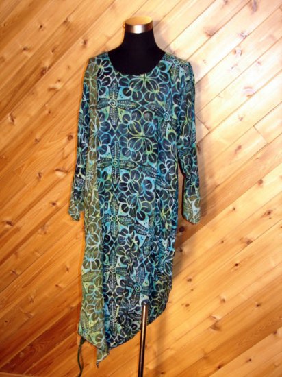 Lotustraders Multi Blue Blouse Tunic Top OSFA NWT