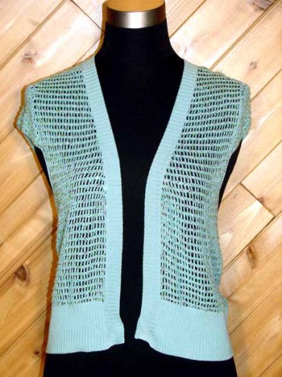 Necessary Objects Aqua Blue Sequin Knit Silk Vest L