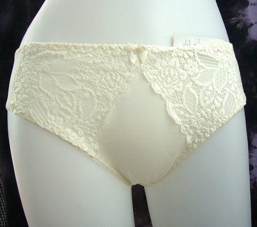 Lace Cream Briefs Nylon Panties Lingerie L