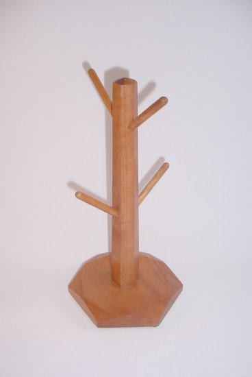 Wooden Mug Tree 4 pegs Natural