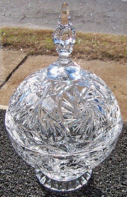 Vintage Cut Lead Crystal Covered Compote Cir 1960's