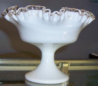 Vintage American Fenton Silver Crest Pedistal Bowl