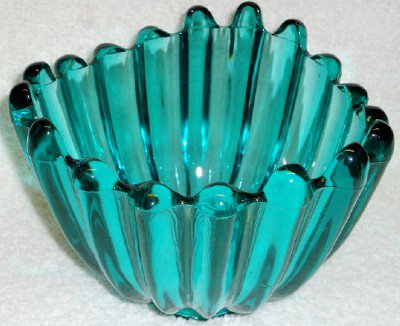 Ribbed Teal Art Glass Bowl