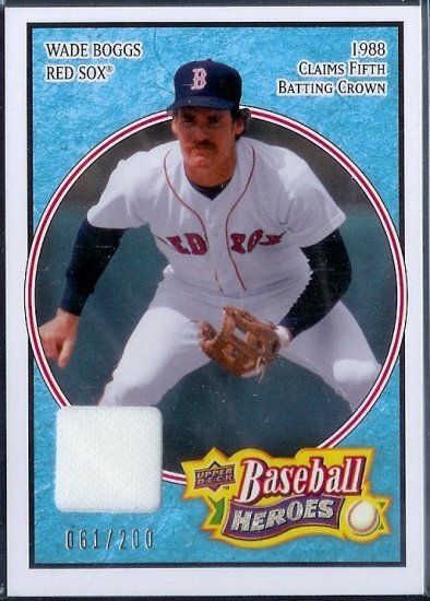 2008 Upper Deck Baseball Heroes Wade Boggs jersey swatch /200