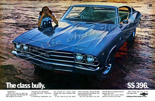 1969 Chevelle SS Ad Digitized & Re-mastered Poster Print "Class Bully" 16" x 24"