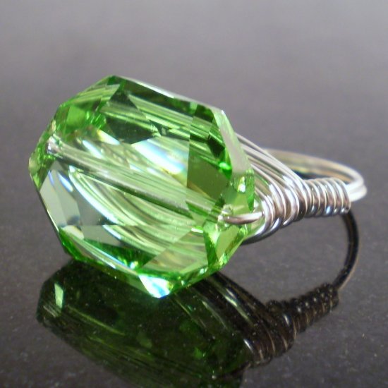 Stunning Swarovski Peridot Ring (Sterling)
