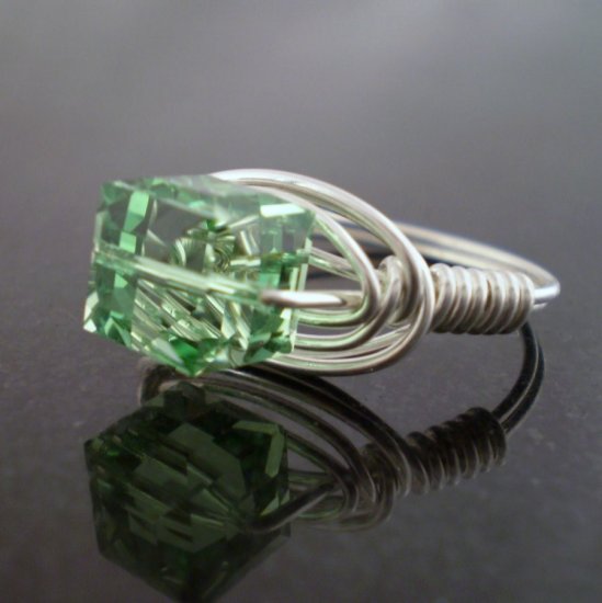 Swarovski Peridot Ring in Sterling Silver