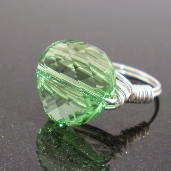 Stunning Swarovski Peridot Ring in Sterling Silver